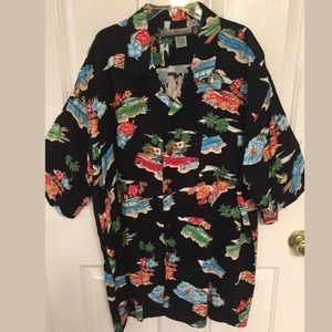 Hawaiian shirt cars surf palm trees xl